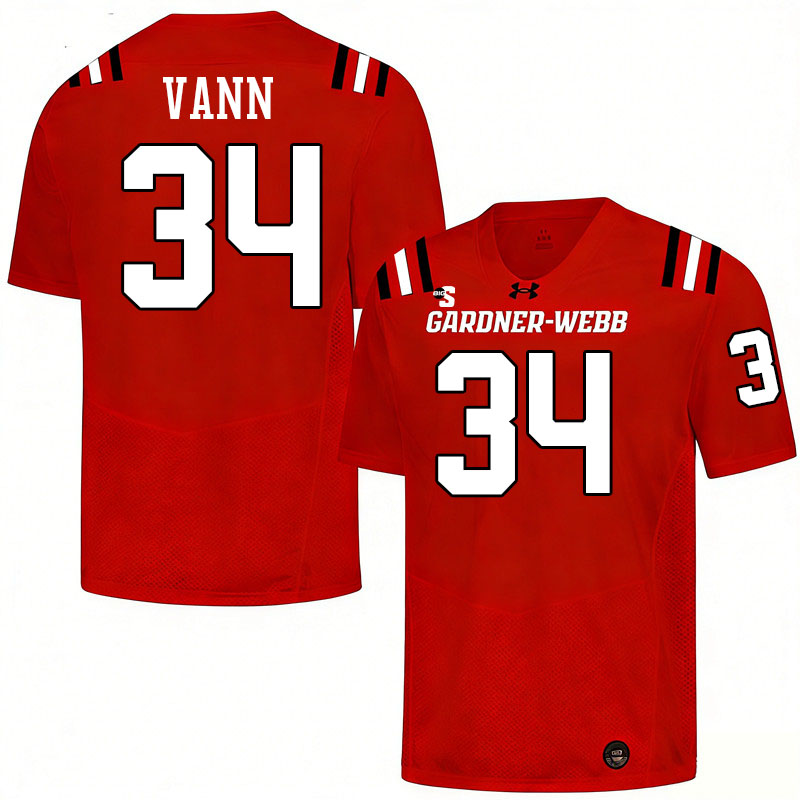 Gardner-Webb Runnin' Bulldogs #34 Christian Vann College Football Jerseys,Uniforms-Red